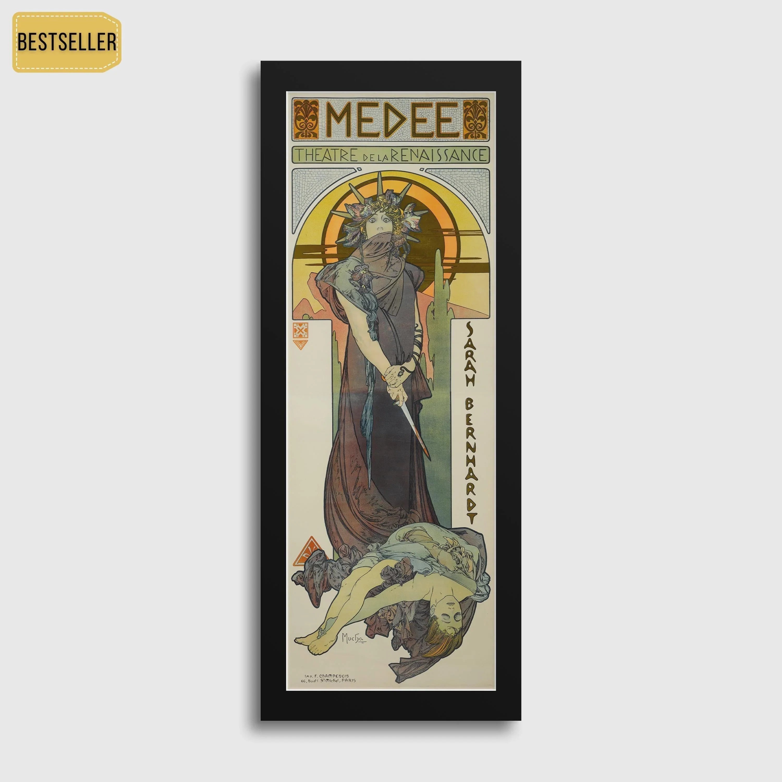 Alphonse Mucha Medee Vintage Theatre Poster: Framed Art Nouveau Print
