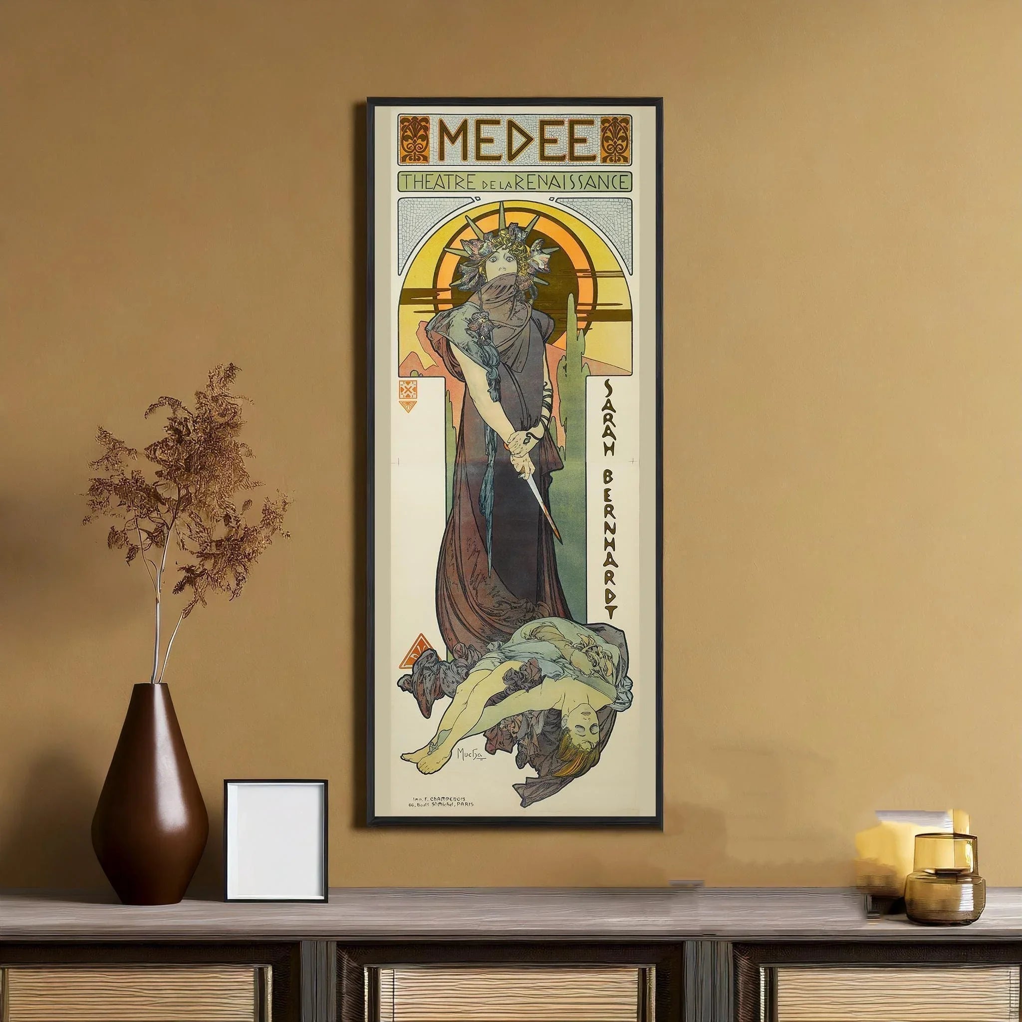 Alphonse Mucha Medee Vintage Theatre Poster: Framed Art Nouveau Print