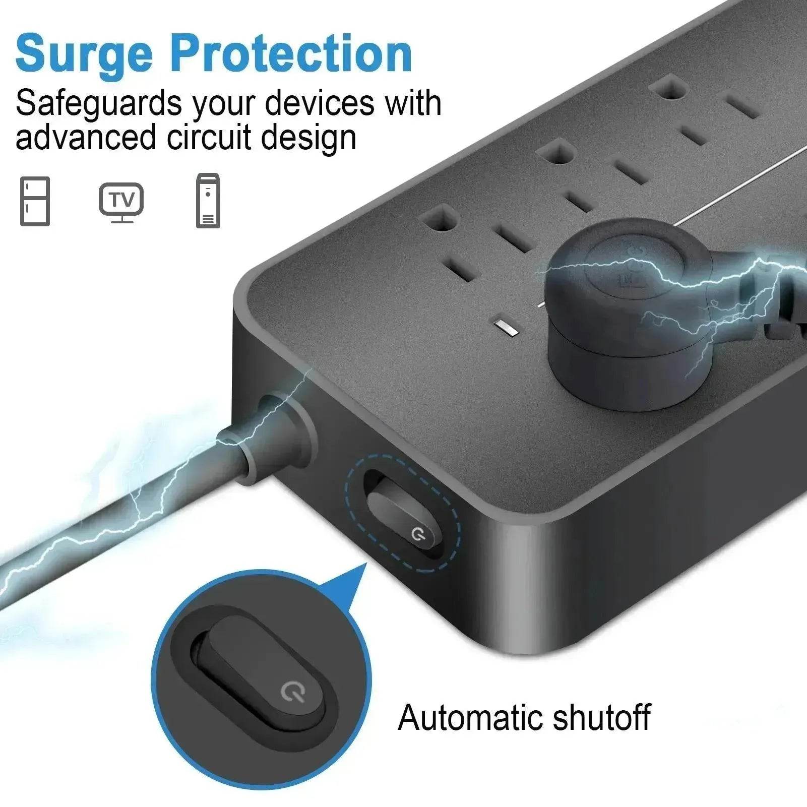 America Household Power Surge Protector Socket with USB Port.
