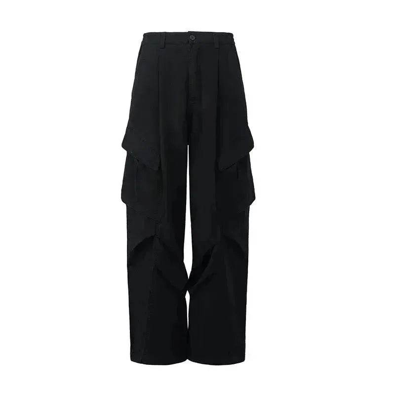American Retro Loose Side Pocket Wide-leg Cargo Pant for men