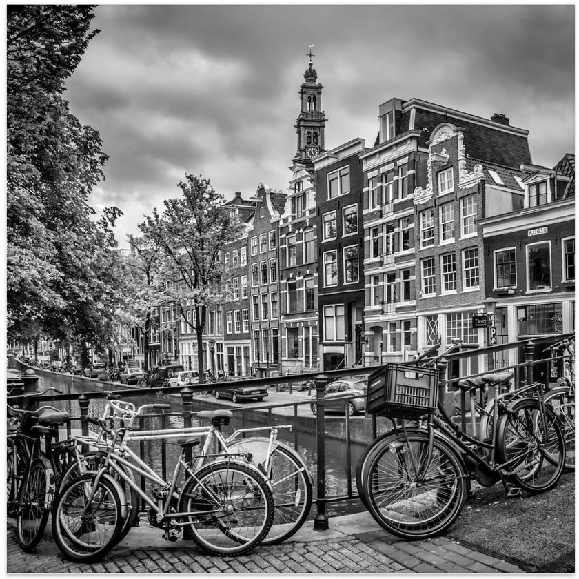 Wall art AMSTERDAM Flower Canal black & white