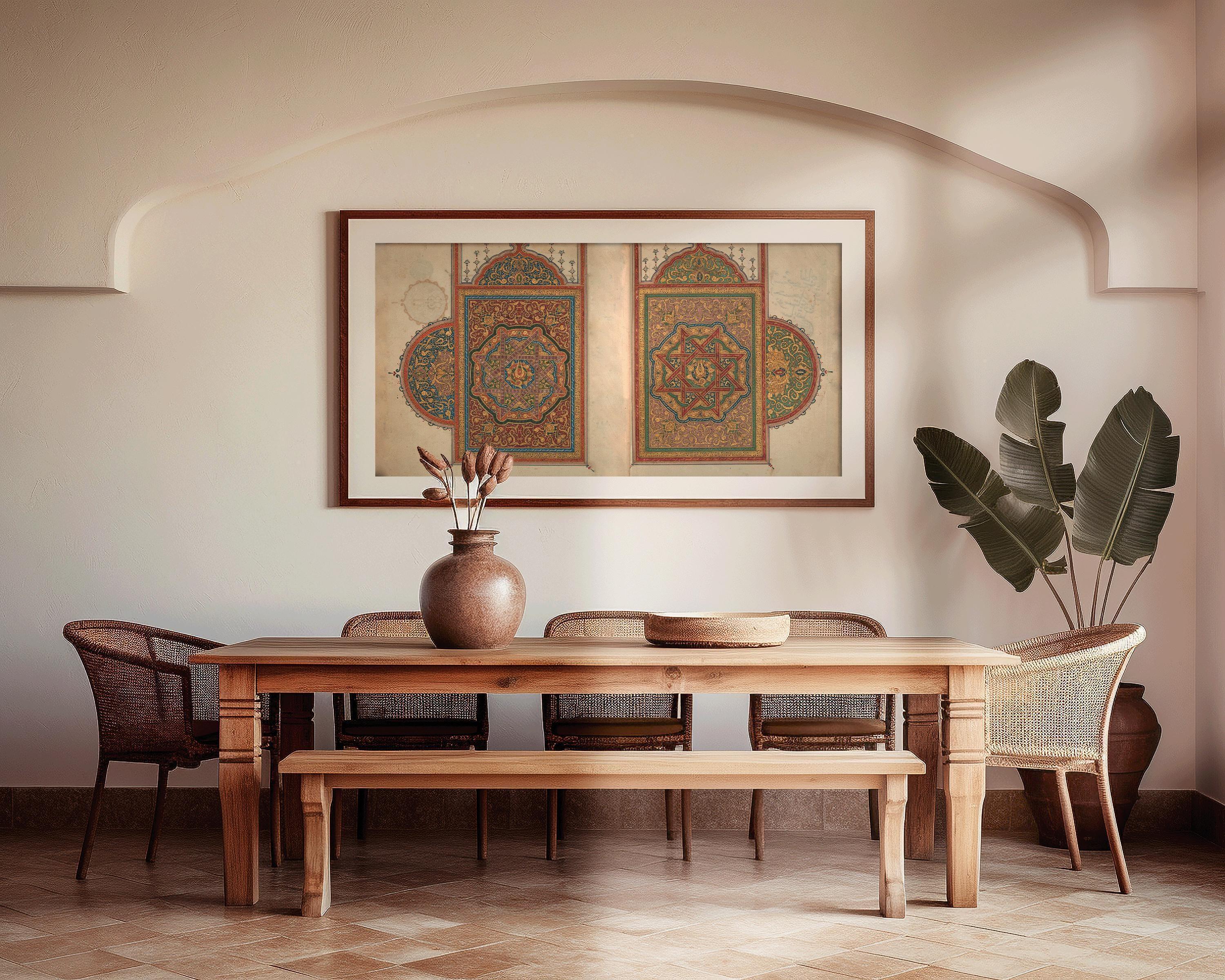 Ancient Quran Calligraphy Art Print: North African Islamic Design, Giclee Fine Art