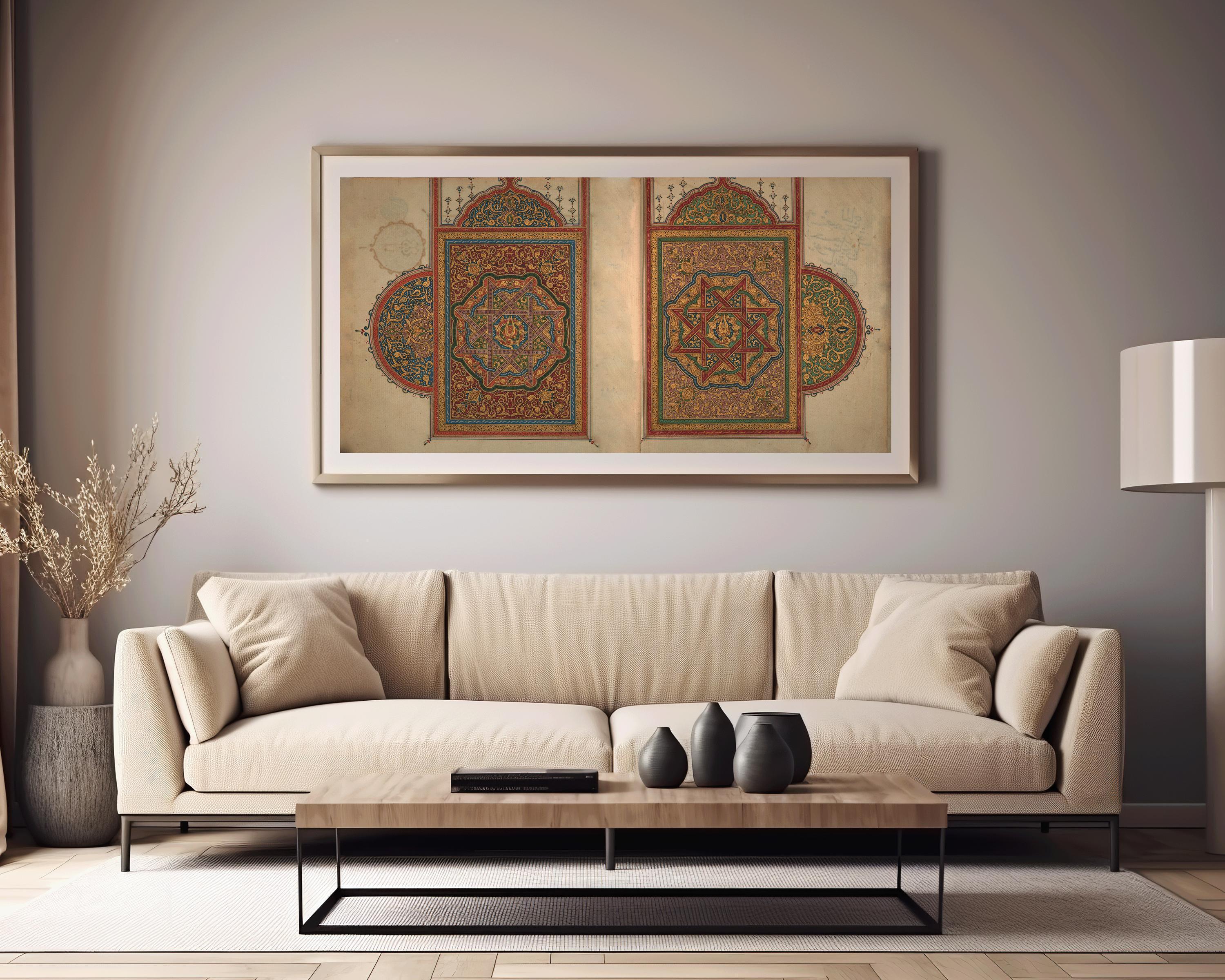 Ancient Quran Calligraphy Art Print: North African Islamic Design, Giclee Fine Art
