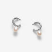 Farah avec perles blanches - boucles d'oreilles créoles ouvertes