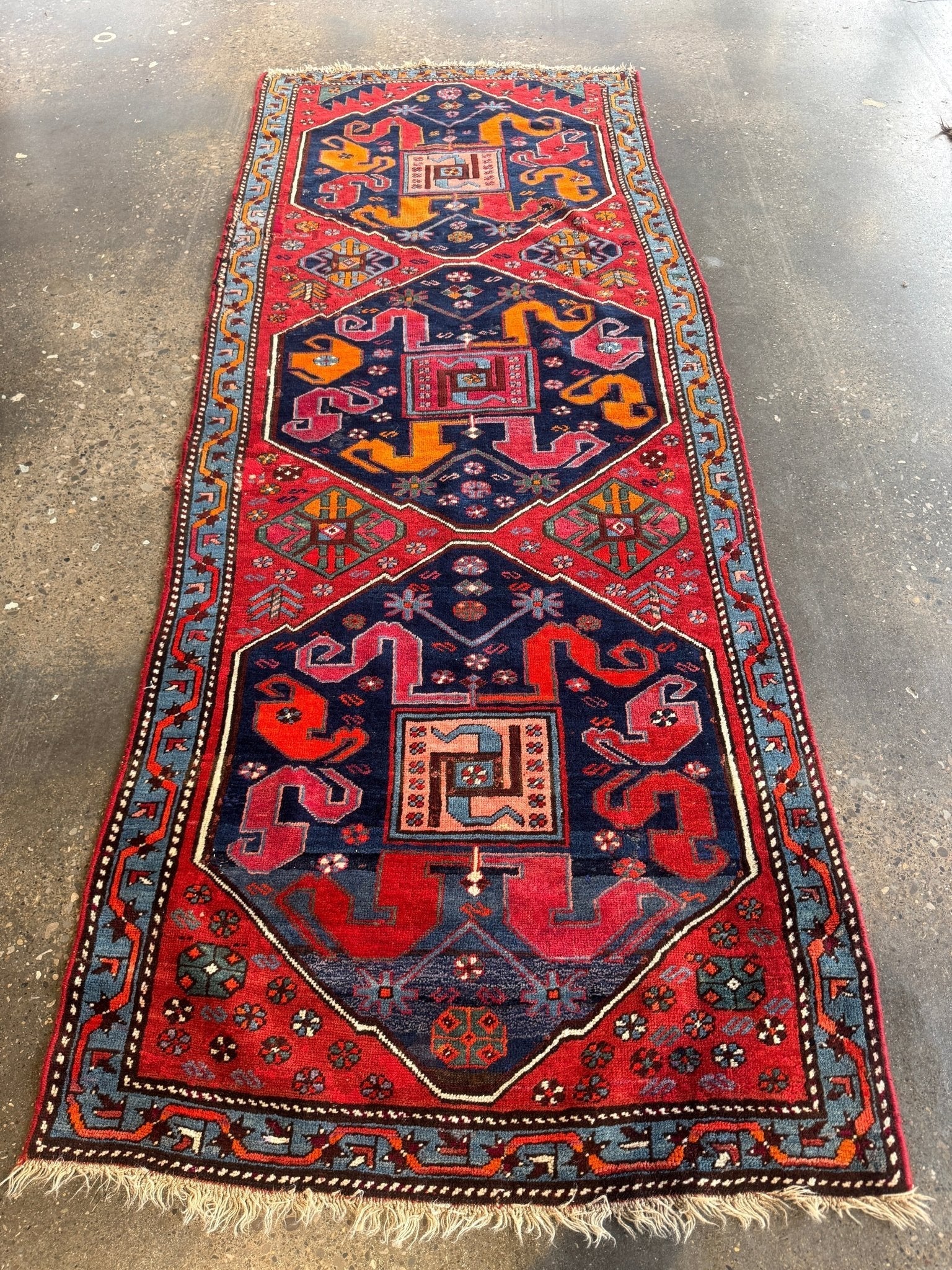 Antique Cloud band Karabagh Runner | 3' 4
