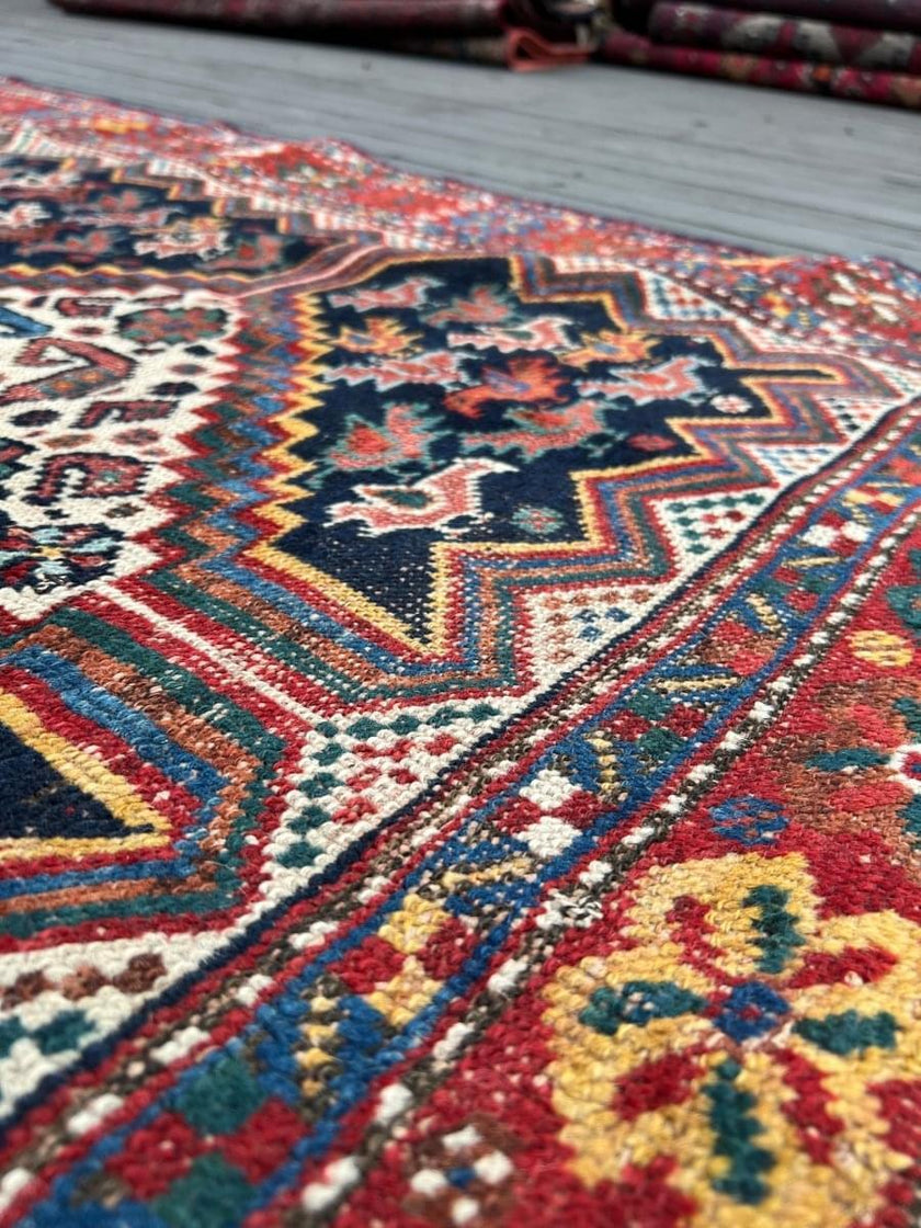 Antique Persian Khamseh Rug | 5' 9
