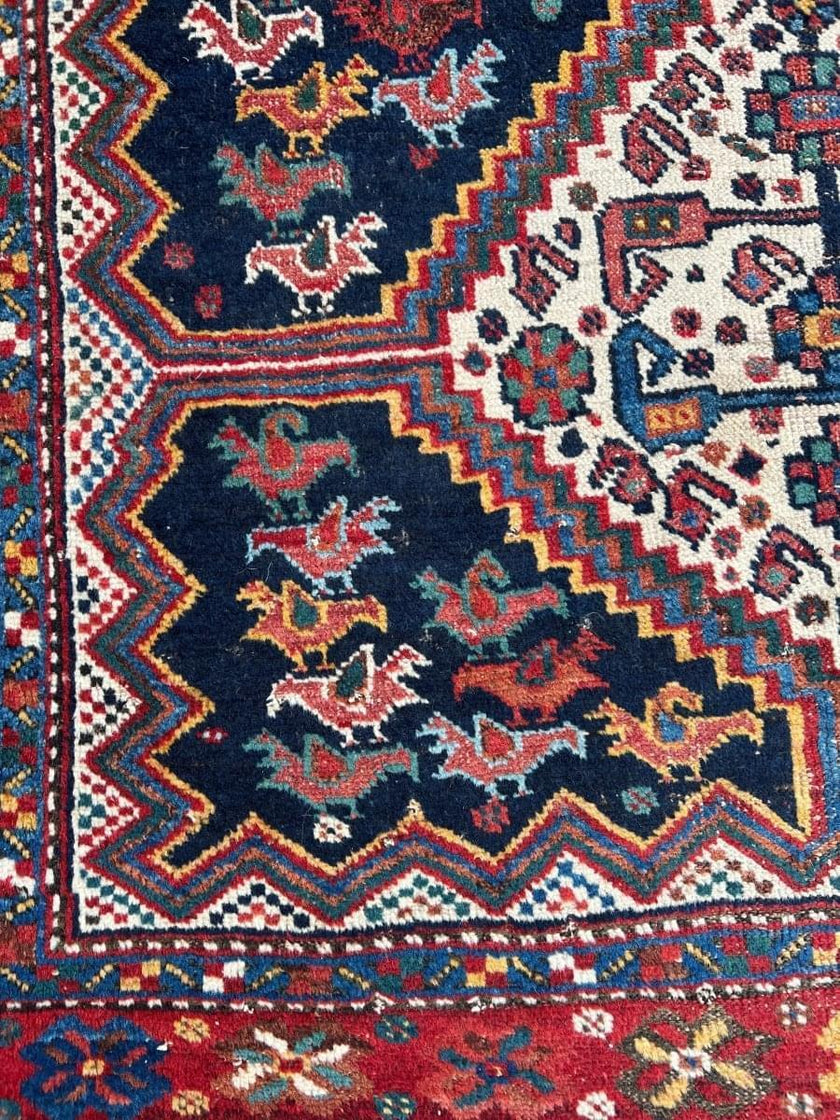 Antique Persian Khamseh Rug | 5' 9