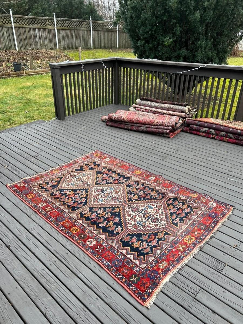 Antique Persian Khamseh Rug | 5' 9