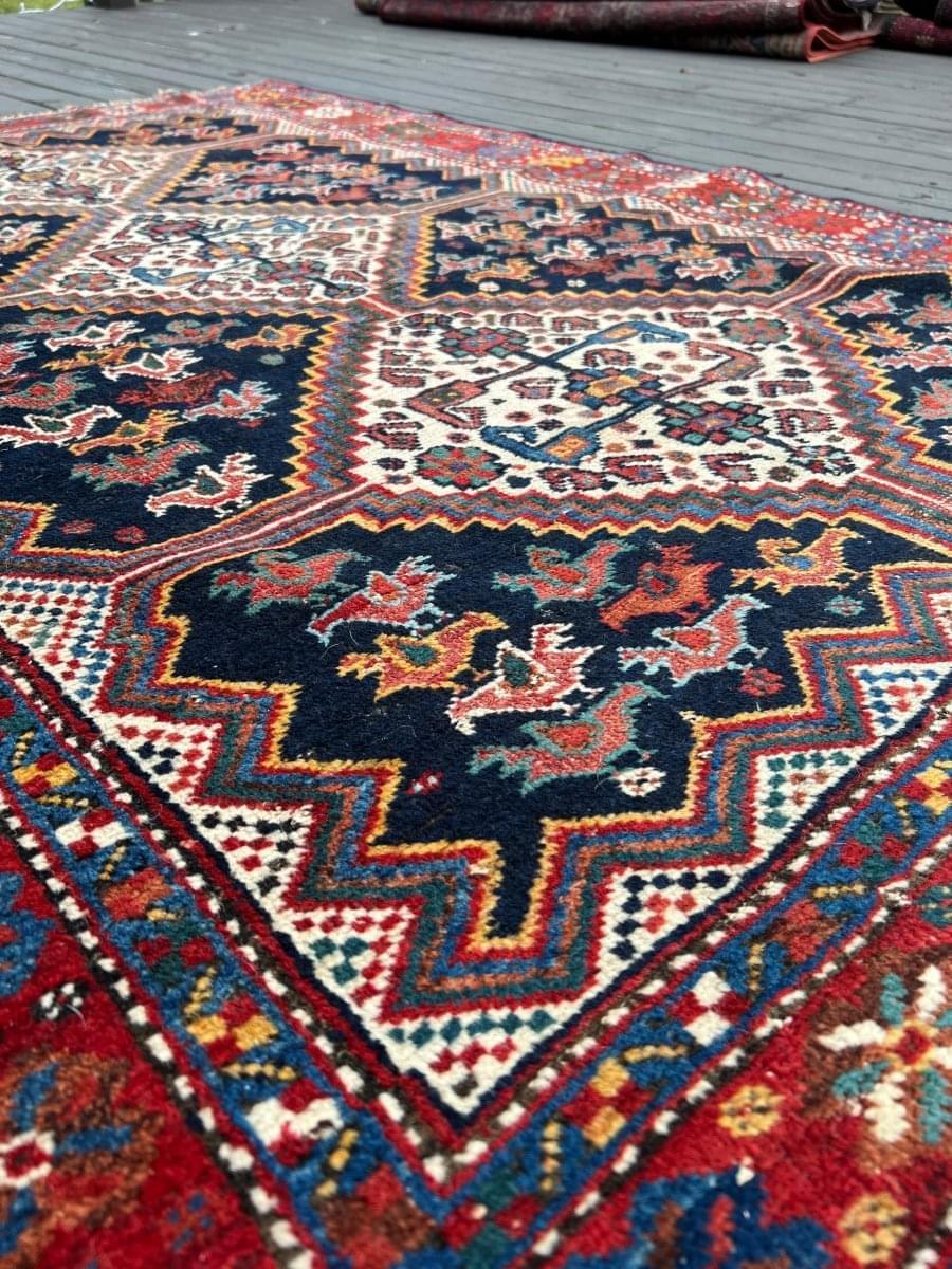 Antique Persian Khamseh Rug | 5' 9