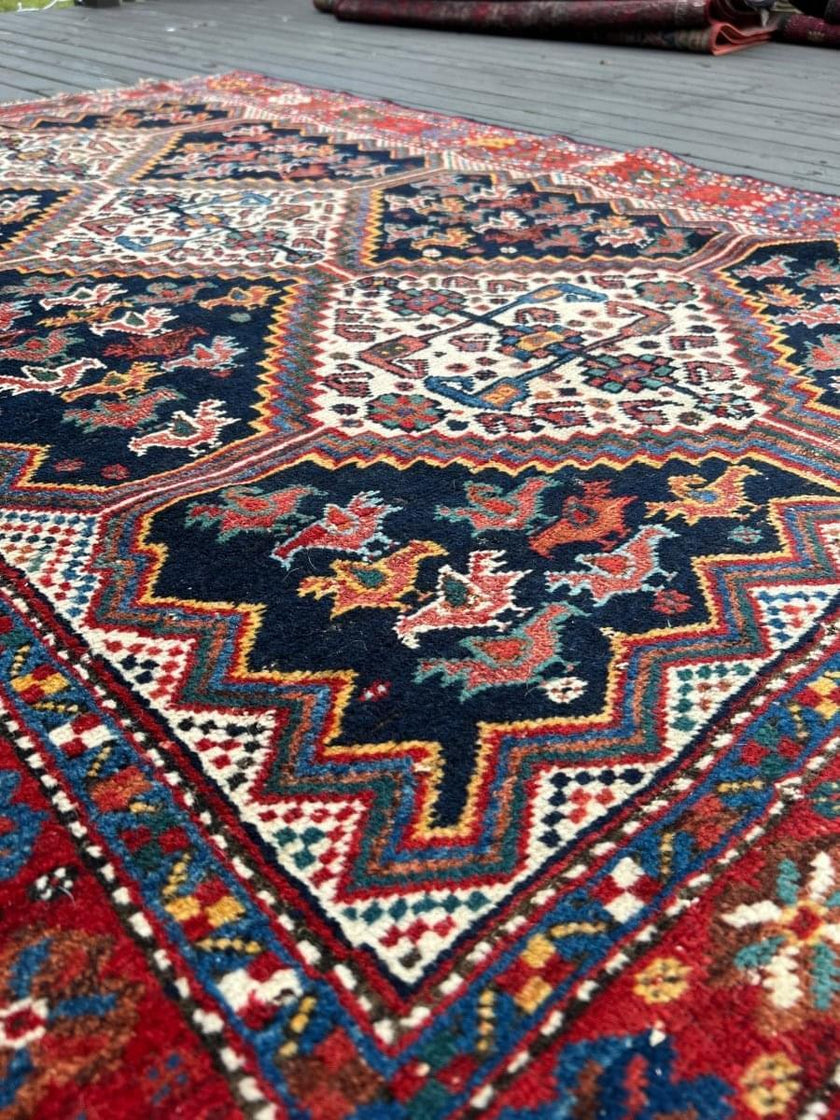 Antique Persian Khamseh Rug | 5' 9