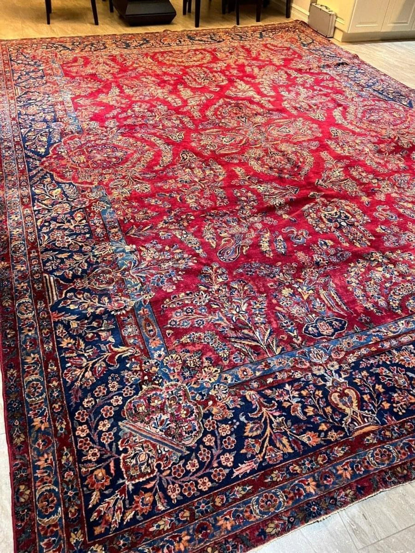 Antique Persian Mohajeran Sarouk Rug | 13' 10