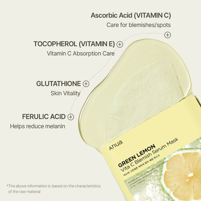 Anua Green Lemon Vita C Blemish Serum Mask 25ml - 1 PC