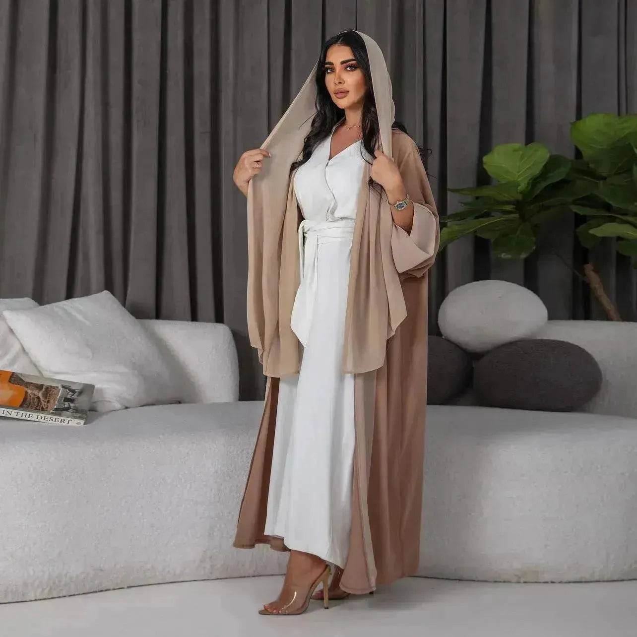 Arab  Cardigan Coat Chiffon Patchwork
