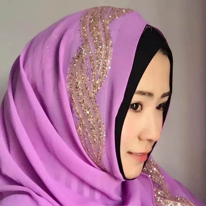 Arab  Chiffon sprinkled gold long scarf