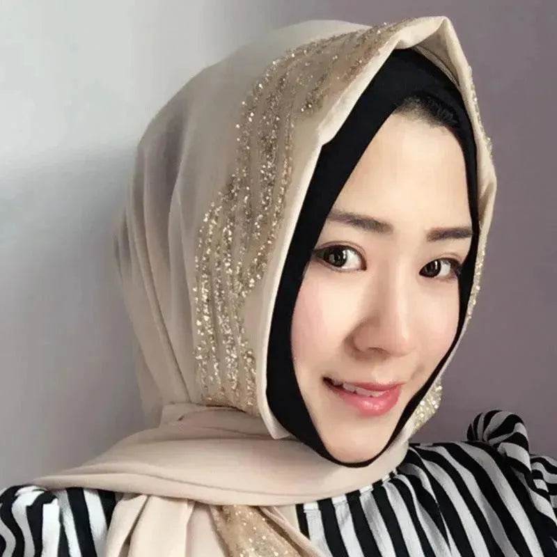 Arab  Chiffon sprinkled gold long scarf
