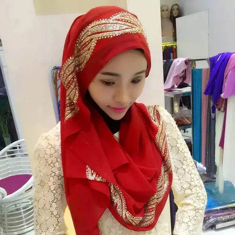 Arab  Chiffon sprinkled gold long scarf
