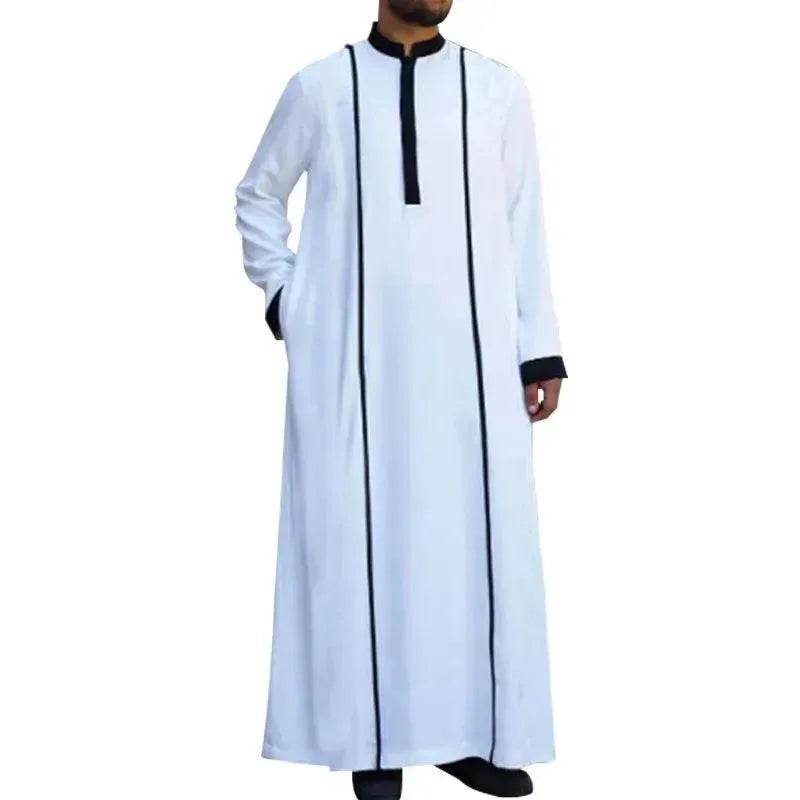 Fashionable and Elegant Arab  Costume Halloween Long Sleeve C Suit Kaftan Jubba Costume Robe Moroccan Men's Jalabiya