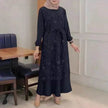 Arab  Round Neck Lace Floral Dress