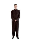 Fashionable and Elegant Arab  Two-piece Solid Color Men's Robe Moroccan Men's Jalabiya