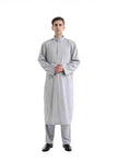 Fashionable and Elegant Arab  Two-piece Solid Color Men's Robe Moroccan Men's Jalabiya