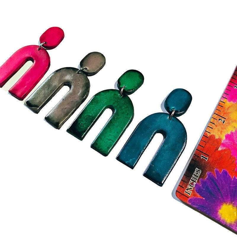 Arch Statement Earrings Handmade (Post or Clip On)- 