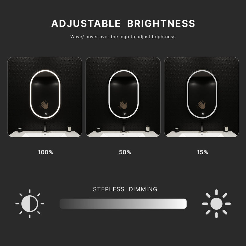 Arco Sense LED Mirror – Copper-free Tempered Glass  HD Silver Mirror Dimming