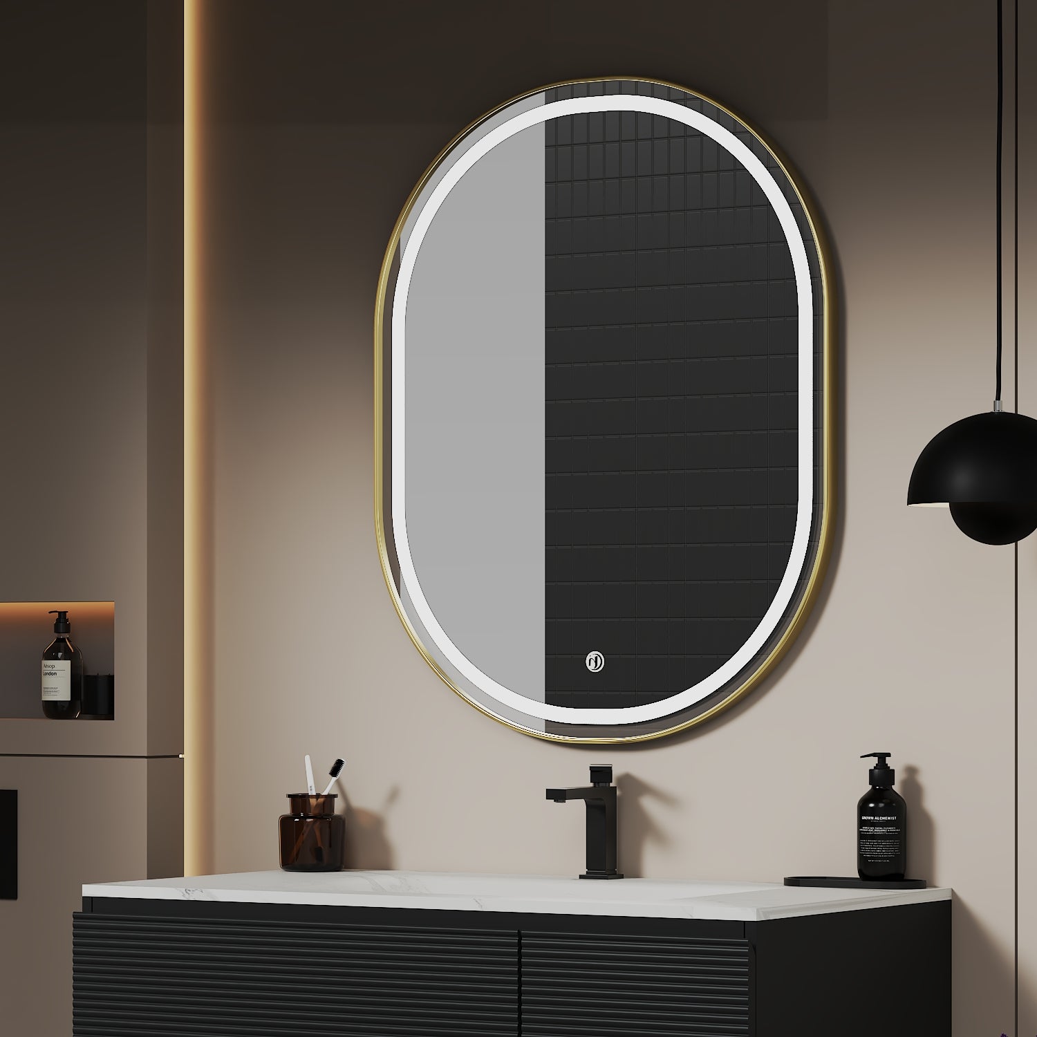 Arco Sense LED Mirror – Copper-free Tempered Glass  HD Silver Mirror Dimming