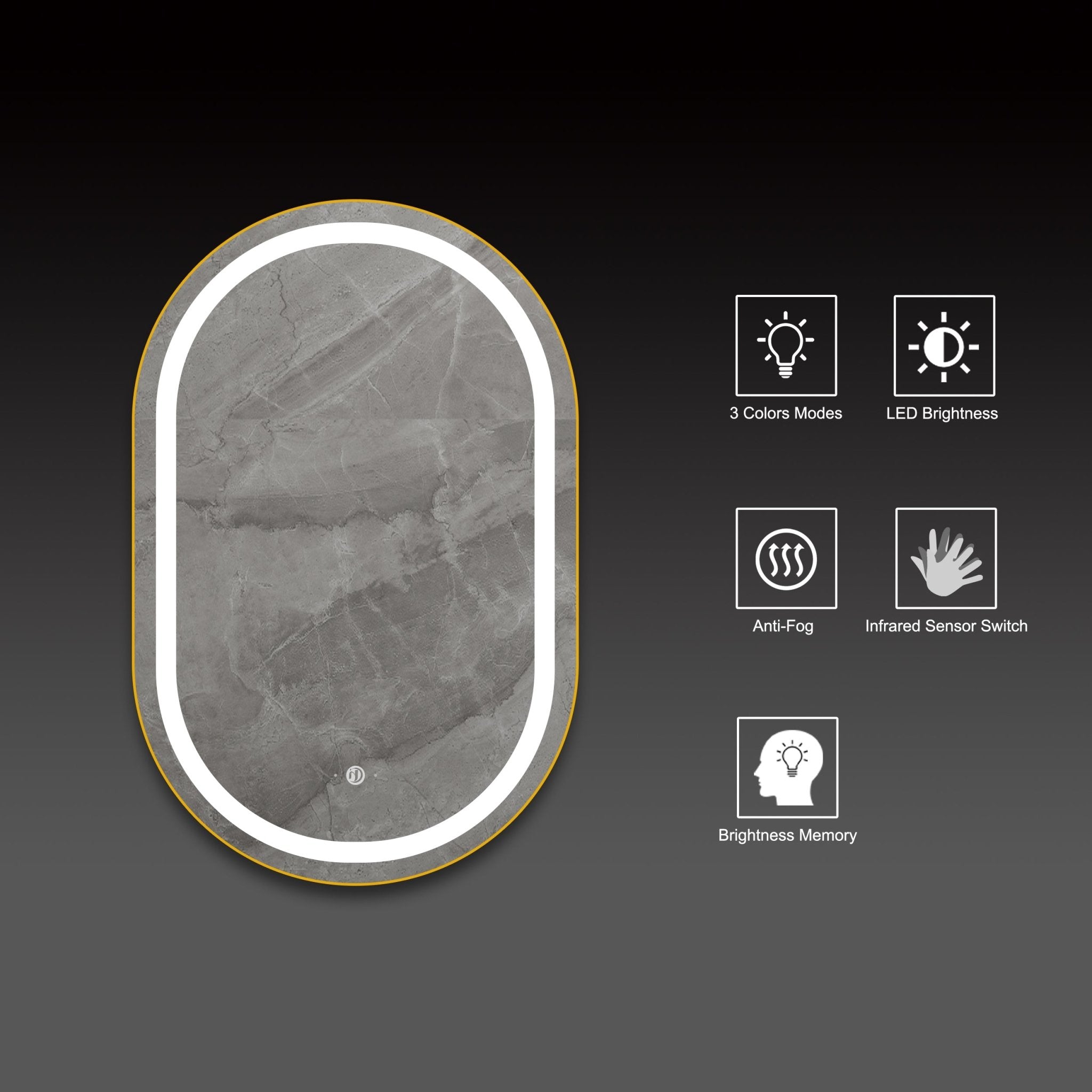 Arco Sense LED Mirror – Copper-free Tempered Glass  HD Silver Mirror Dimming