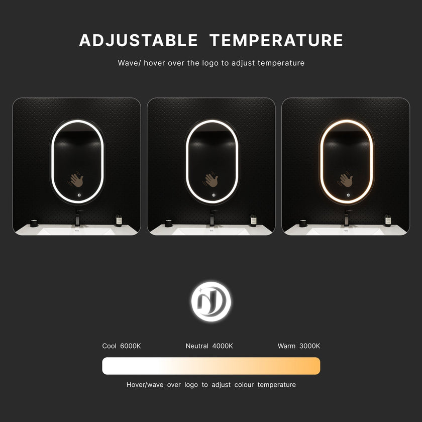 Arco Sense LED Mirror – Copper-free Tempered Glass  HD Silver Mirror Dimming