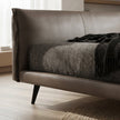 Aries Minimalist Brown Faux Leather Bed