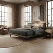 Aries Minimalist Brown Faux Leather Bed