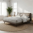 Aries Minimalist Brown Faux Leather Bed