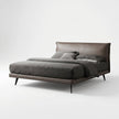 Aries Minimalist Brown Faux Leather Bed
