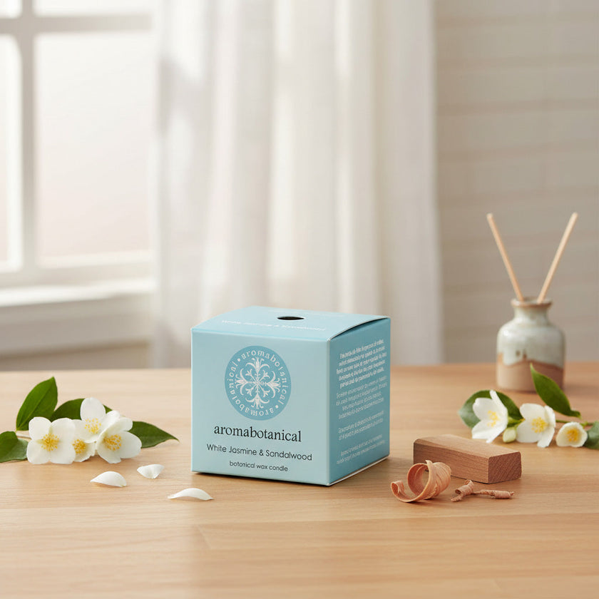 Mini Jasmine & Sandalwood Candle with Tranquil Scent by Aromabotanical
