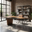 Artisan Crafted Walnut and Marble Office Desk
