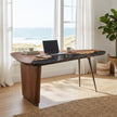 Artisan Crafted Walnut and Marble Office Desk