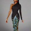 Blue Dream One-Shoulder Slit Maxi Dress