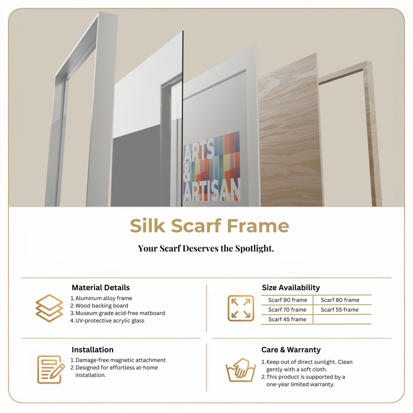 Scarf 90 | Scarf Frame in White | Hermès Scarf Frame | Silk Scarf Frame
