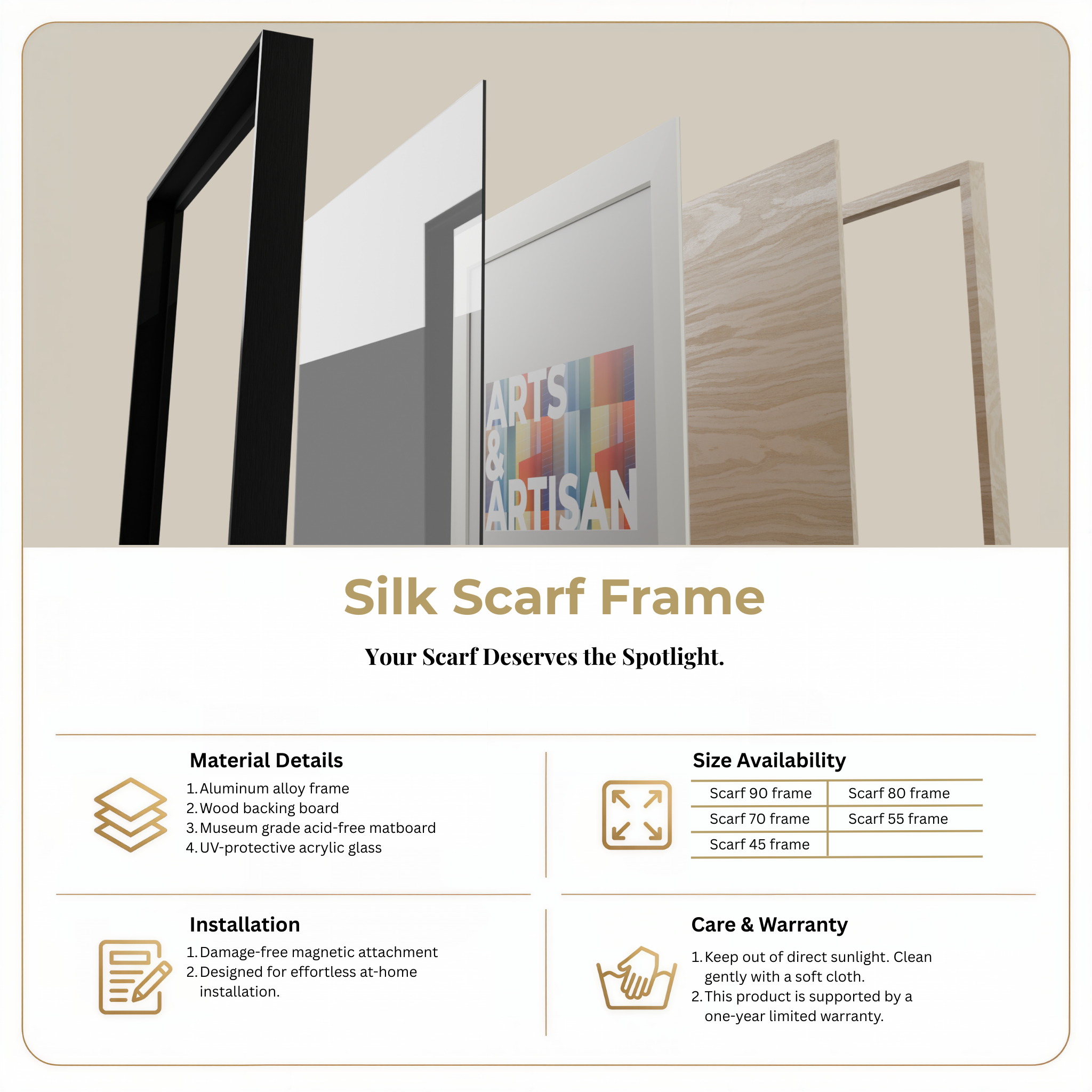 Scarf 70 | Scarf Frame in Black | Hermès Scarf Frame | Silk Scarf Frame