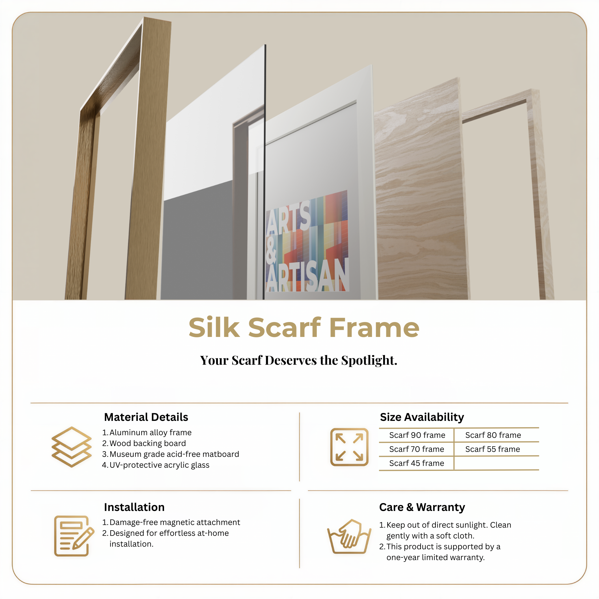 Scarf 70 | Scarf Frame in Bronze | Hermès Scarf Frame | Silk Scarf Frame