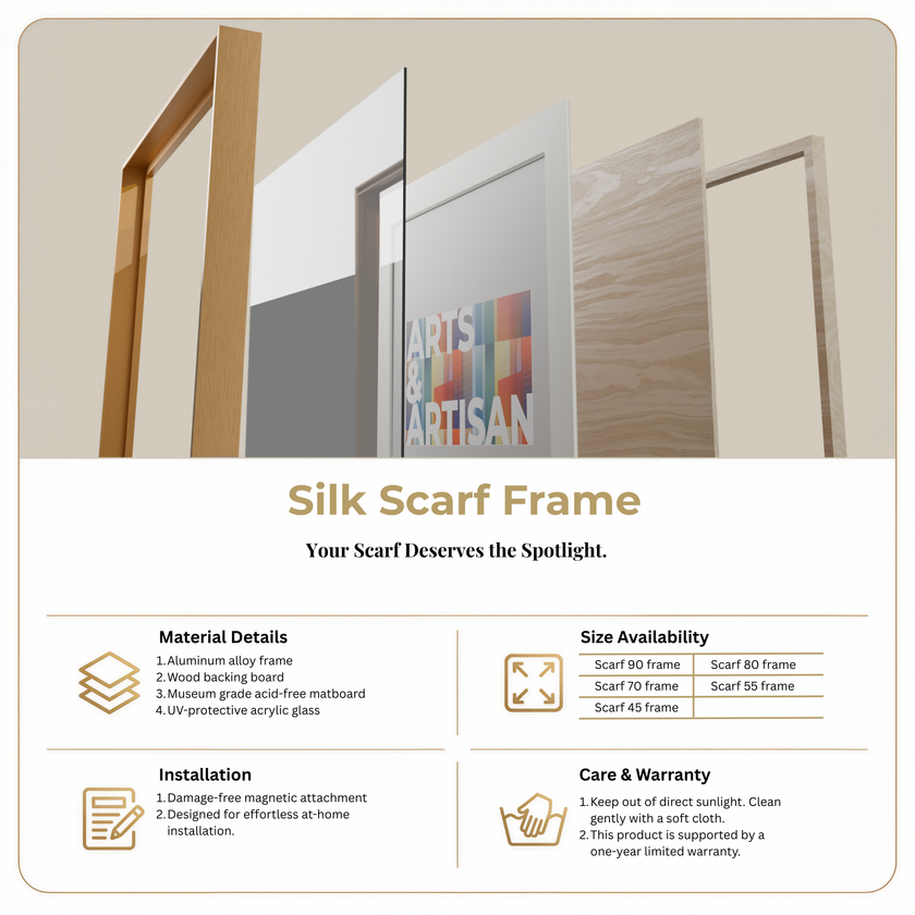 Scarf 90 | Scarf Frame in Gold | Hermès Scarf Frame | Silk Scarf Frame