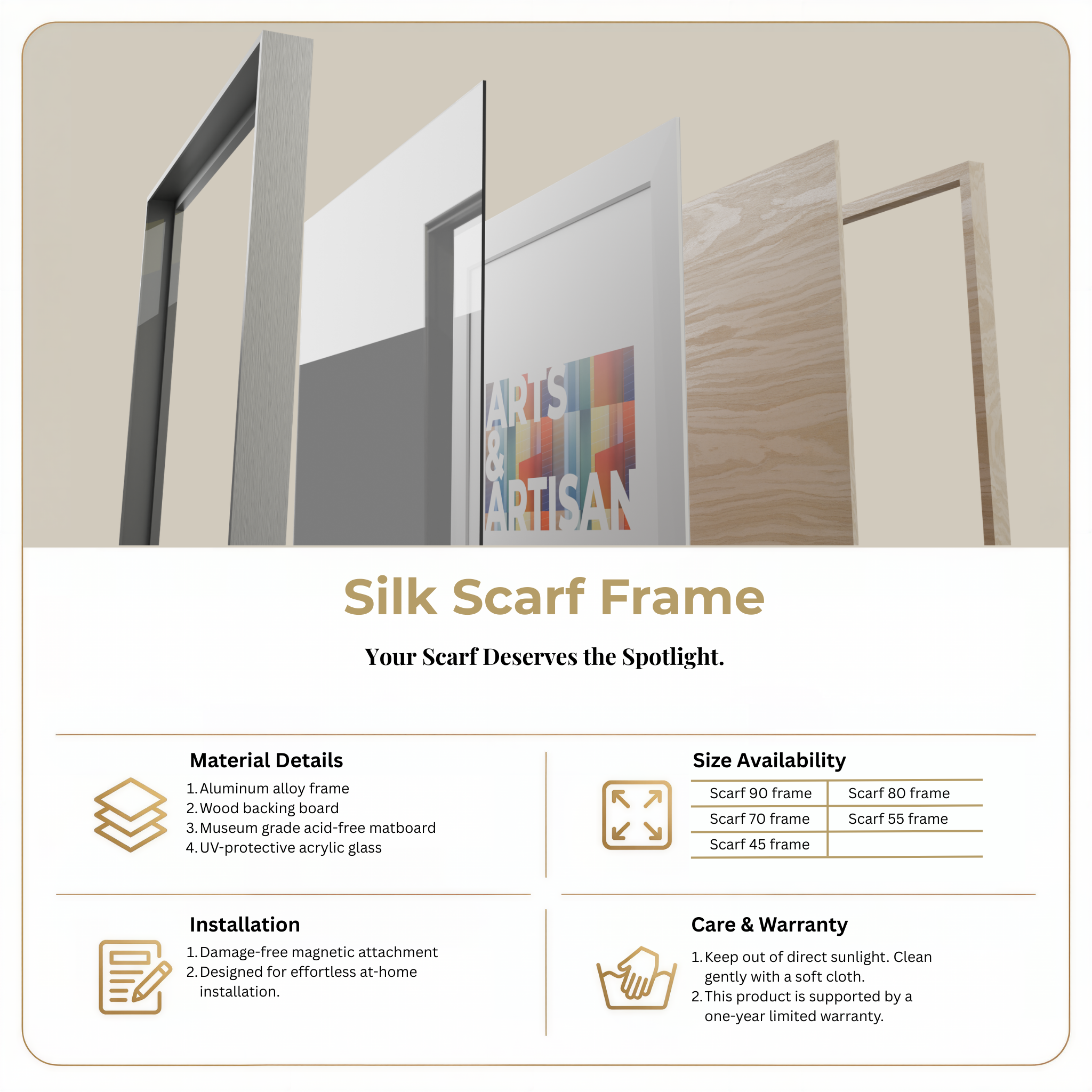 Scarf 70 | Scarf Frame in Silver | Hermès Scarf Frame | Silk Scarf Frame