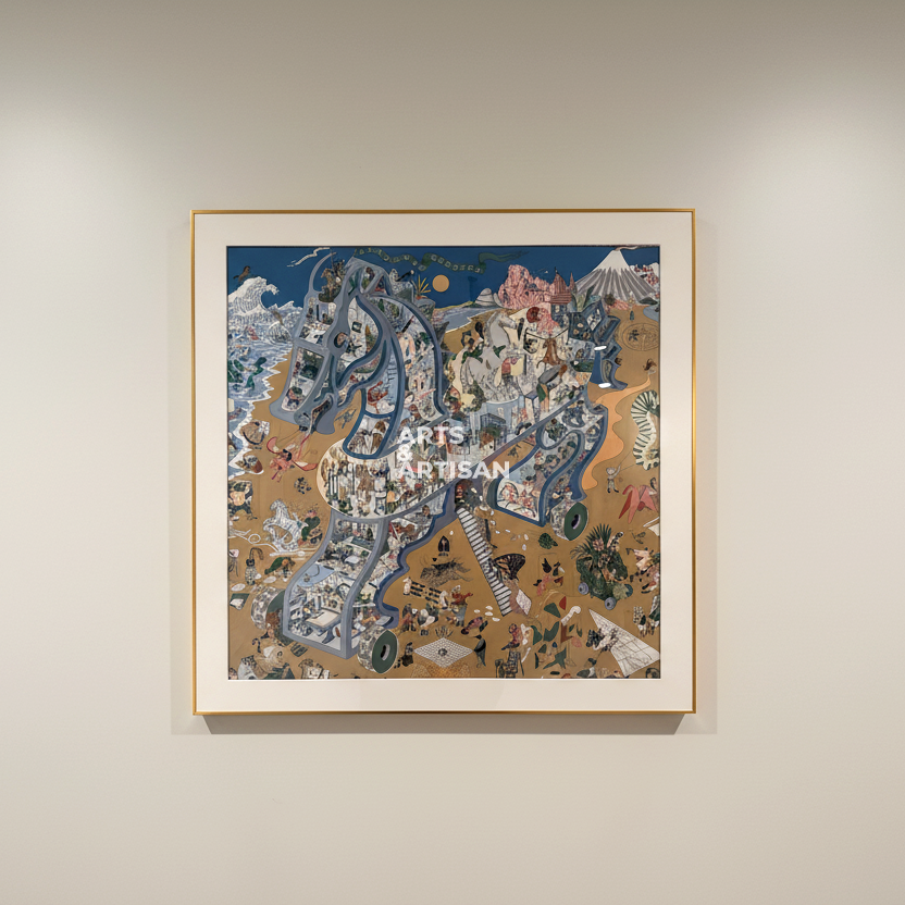 Scarf 90 | Scarf Frame in Gold | Hermès Scarf Frame | Silk Scarf Frame