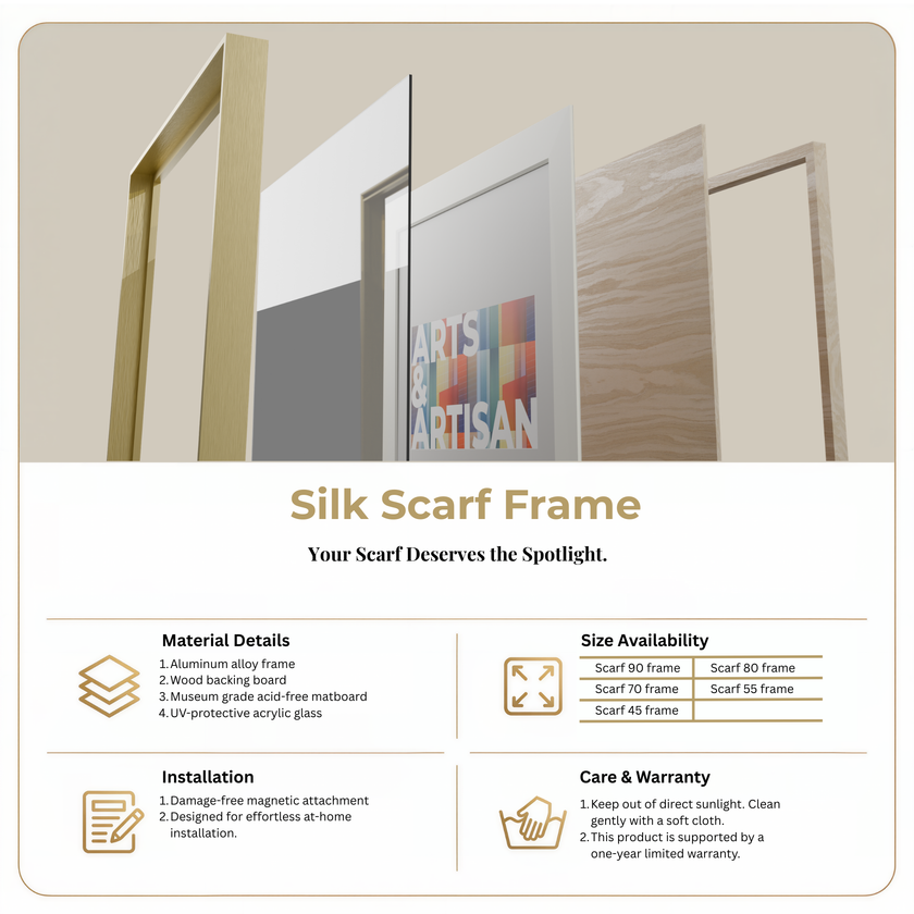 Scarf 90 | Scarf Frame in Gold | Hermès Scarf Frame | Silk Scarf Frame
