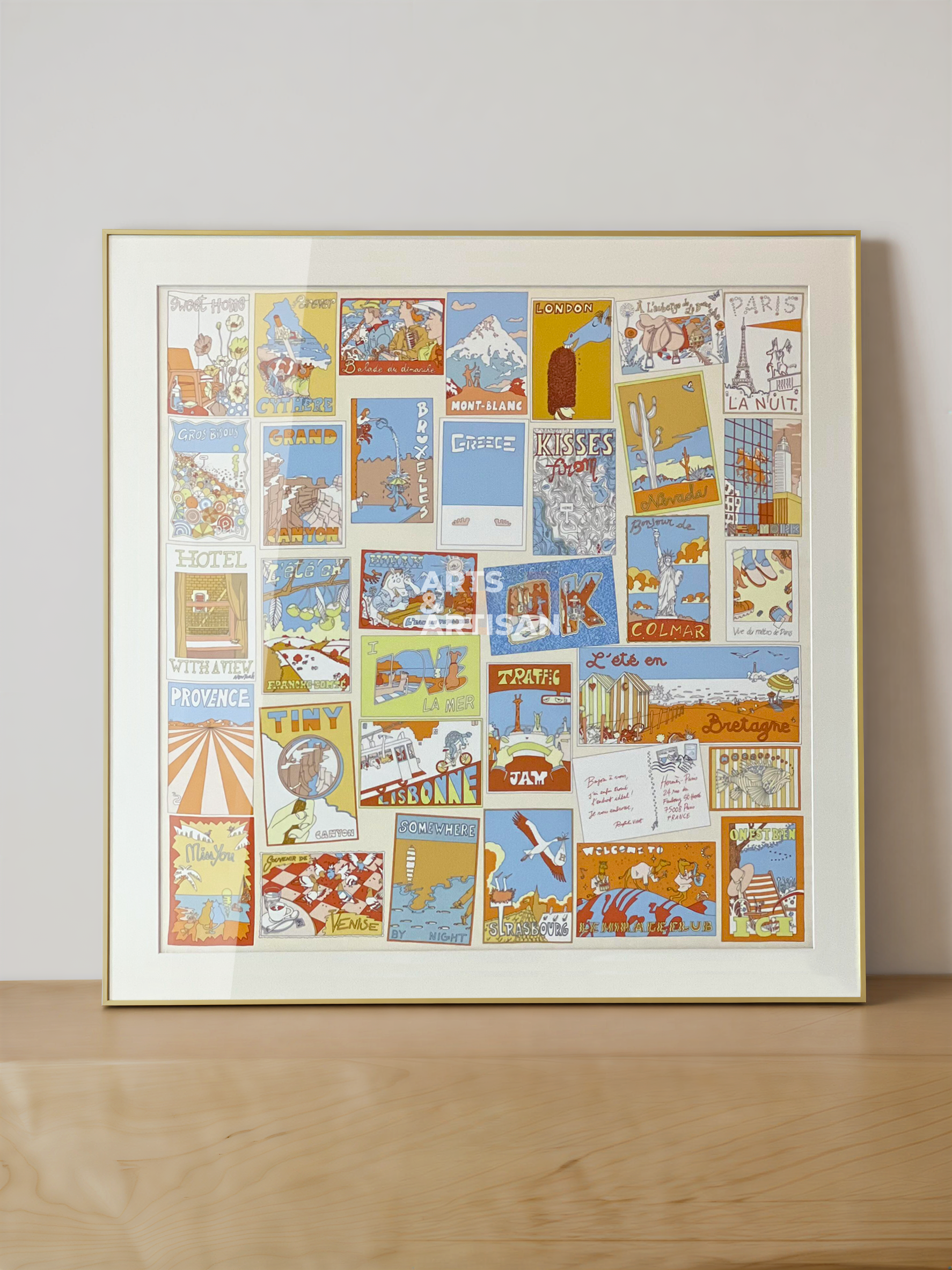 Scarf 90 | Scarf Frame in Gold | Hermès Scarf Frame | Silk Scarf Frame