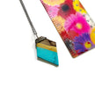 Artsy Polymer Clay Pendant Painted Turquoise Gold Grey,