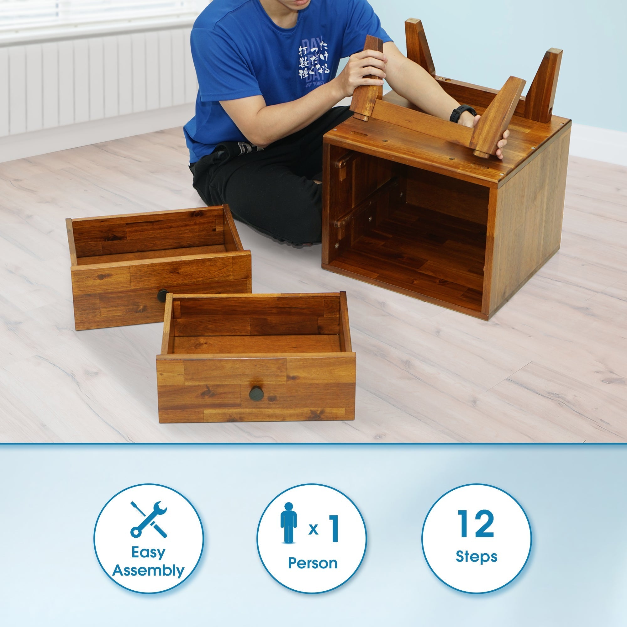 Silvia 2-Drawer Solid Wood Nightstand