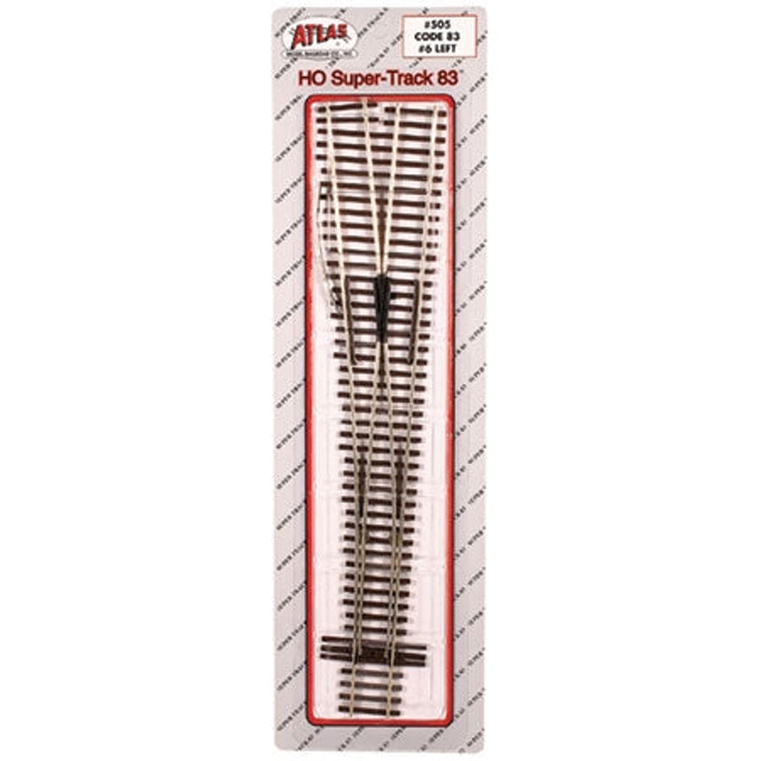 Atlas 505 HO Code 83 Super Track #6 Left Hand Turnout Brown Ties Nickel Silver NIB