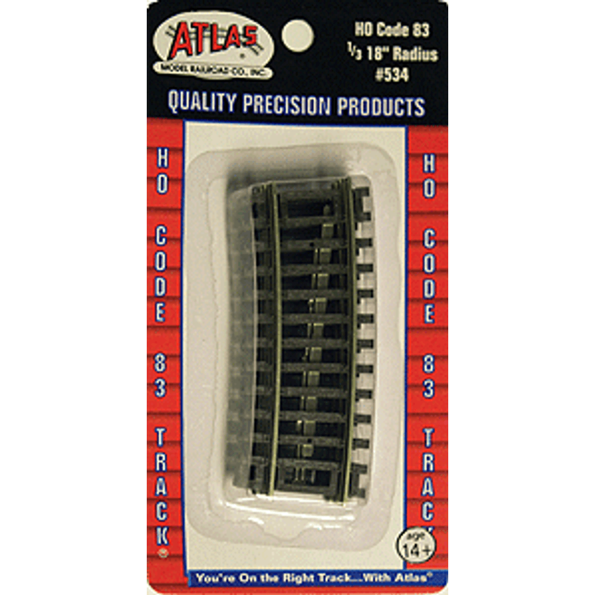 Atlas 534 HO Code 83 Curved Snap Track 1/3 Section 18