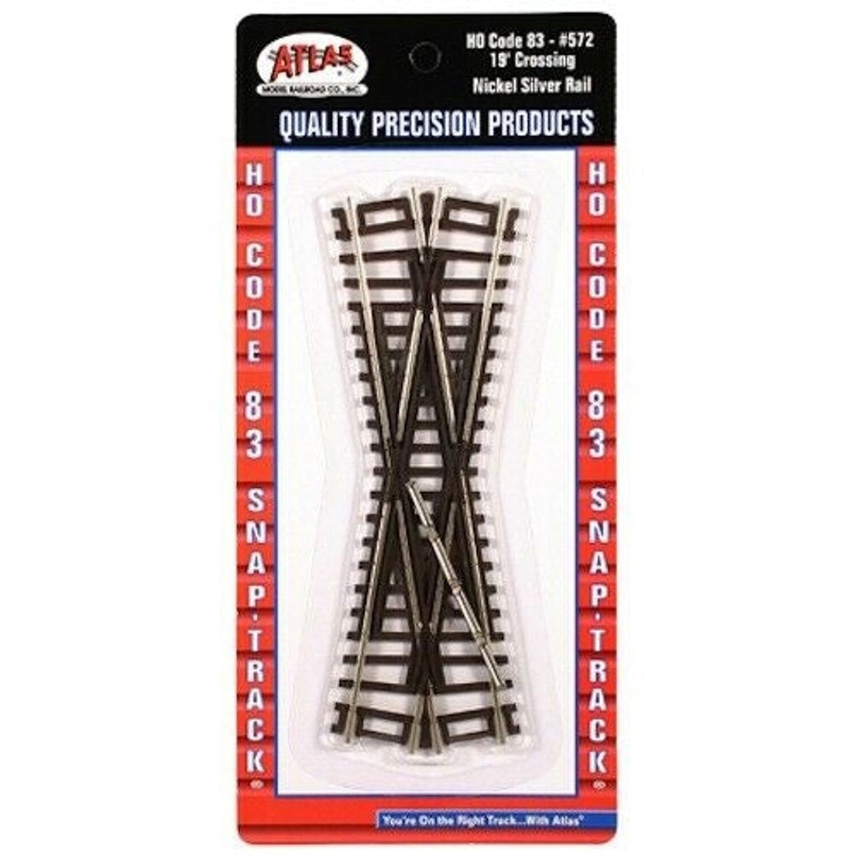 Atlas 572 HO Code 83 19Â° Crossing Brown Ties Nickel Silver NIB